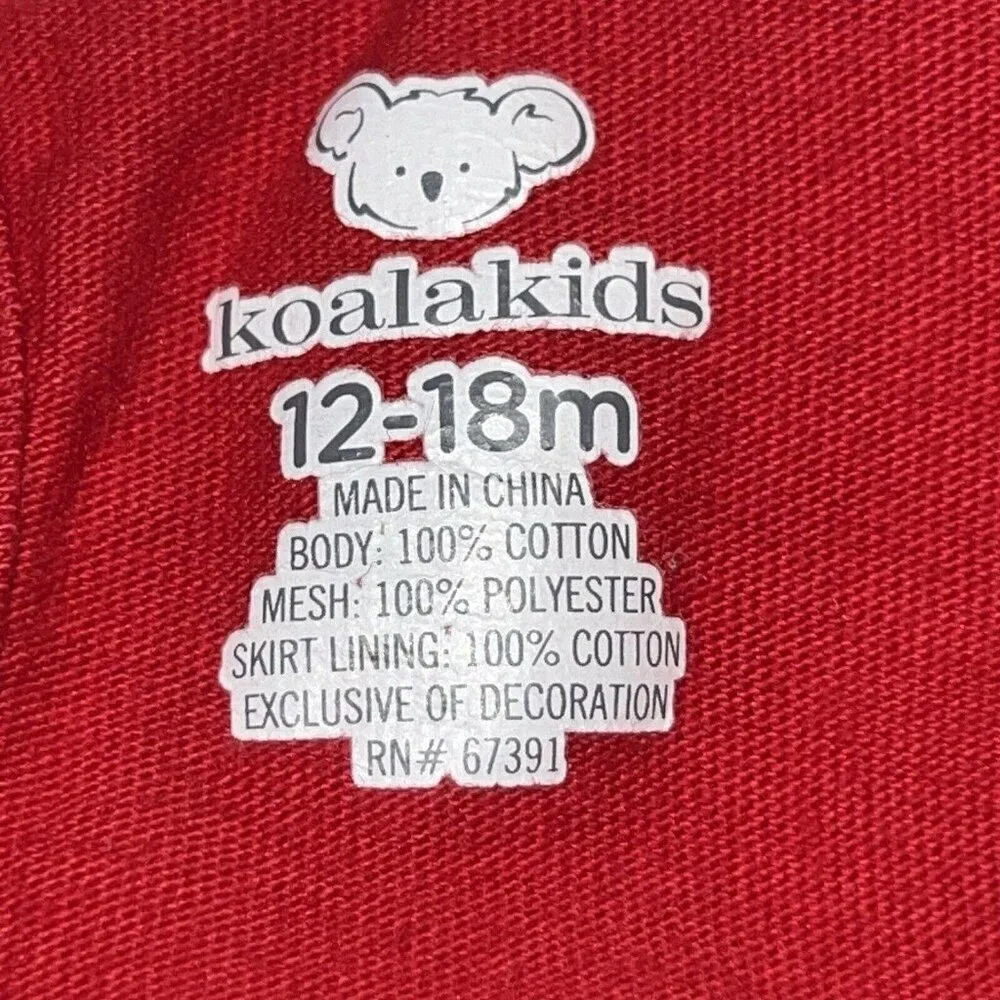 Koala Kids 12-18 Months Mrs Santa Dress Tutu Tule Red Christmas Holiday Toddler‎